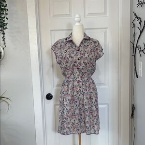 Vintage 70’s Floral Button-Up Mini Dress